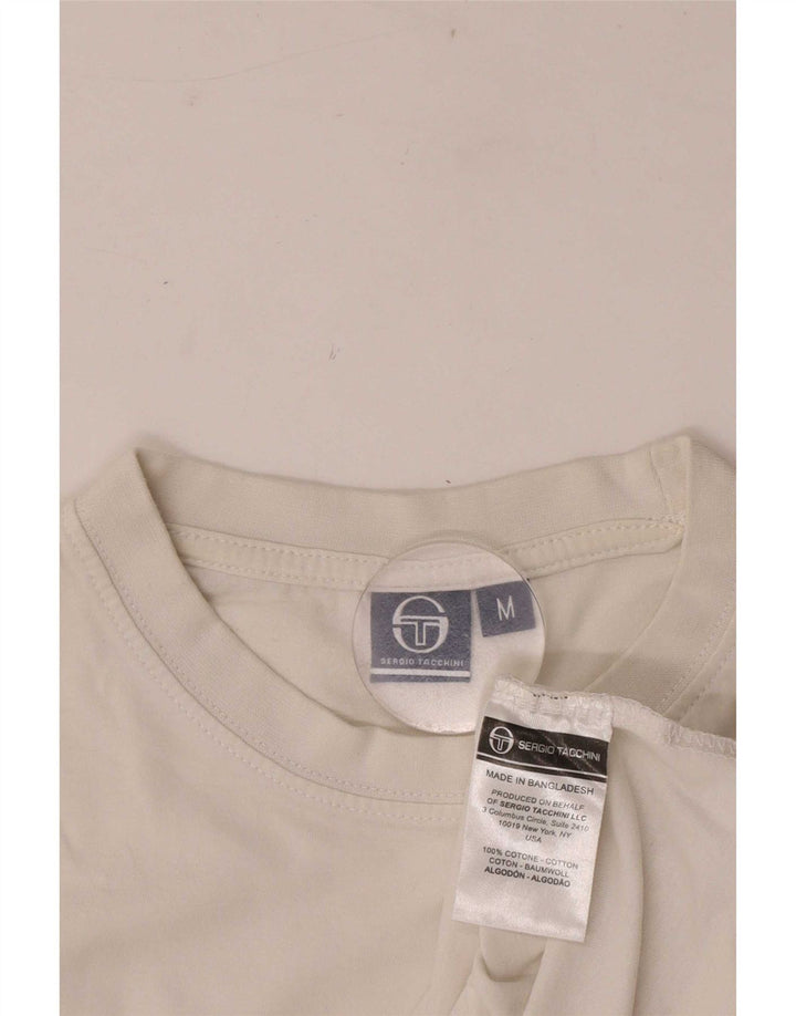 Мужская футболка Sergio Tacchini, средний белый хлопок с цветными блоками