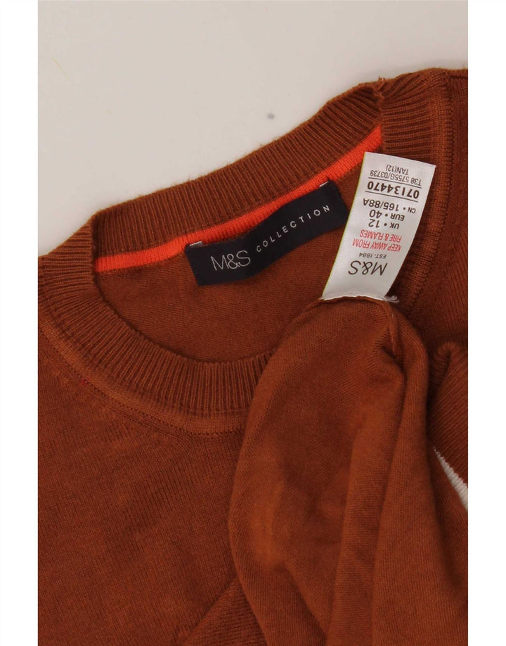 Женский джемпер с круглым вырезом Marks & Spencer UK 12, средний коричневый