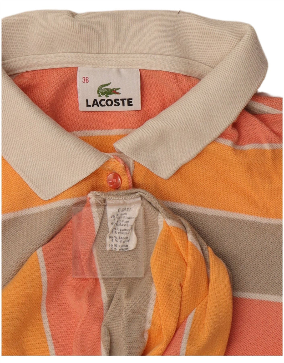 Женская рубашка-поло Lacoste, размер 36, маленькая, хлопковая в разноцветную полоску