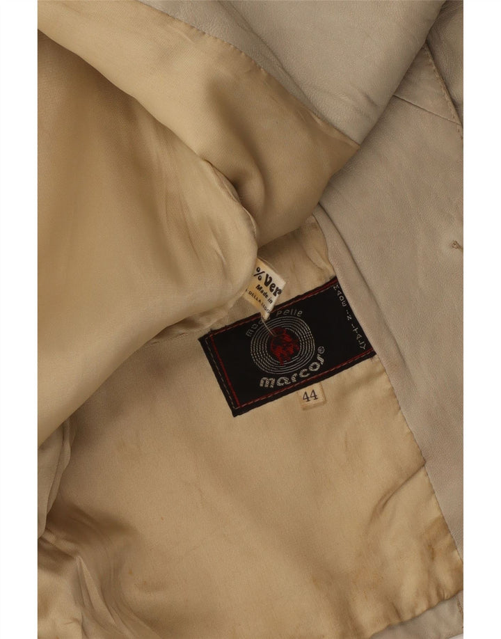 Marcos Женский кожаный пиджак на 2 пуговицах IT 44 Средний бежевый кожаный