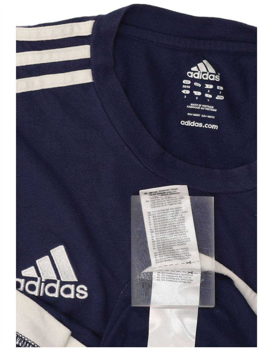 Мужская футболка ADIDAS Top UK 38/40 Medium Navy Blue Хлопок