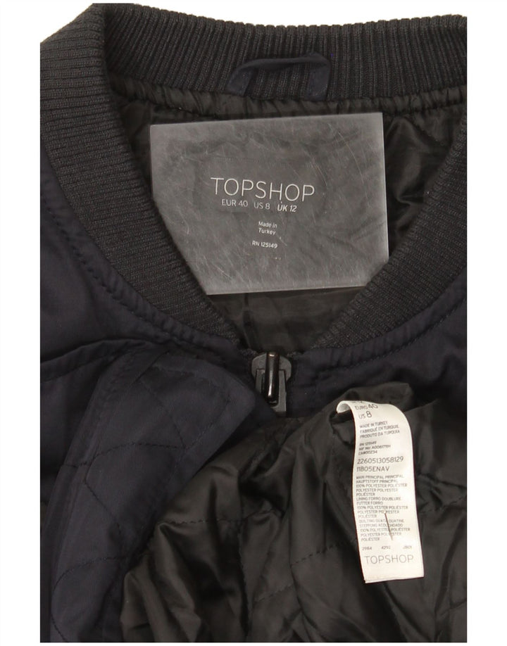 Женский бомбер Topshop UK 12, средний темно-синий, полиэстер