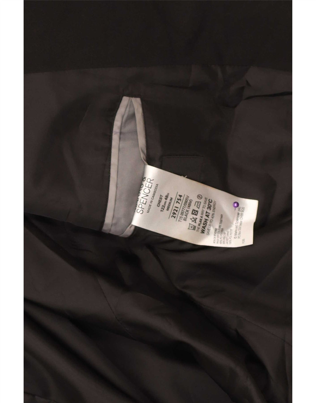 Мужской пиджак на двух пуговицах Marks & Spencer UK 48 2XL, черный полиэстер