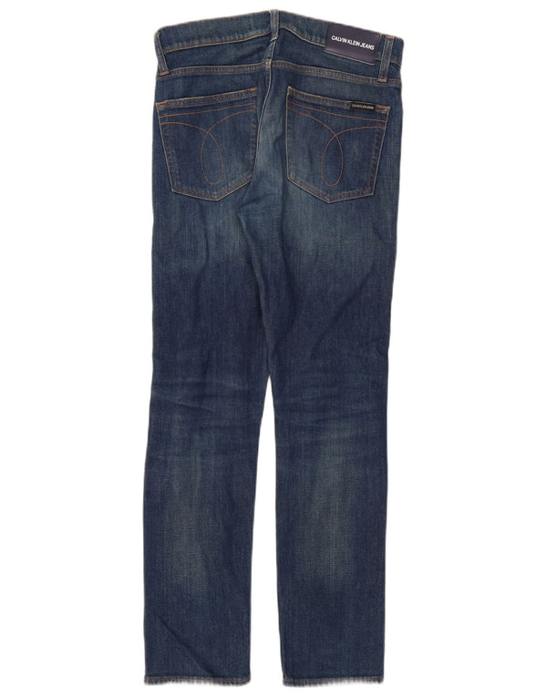 Женские потертые узкие джинсы Calvin Klein W28 L30, синий хлопок
