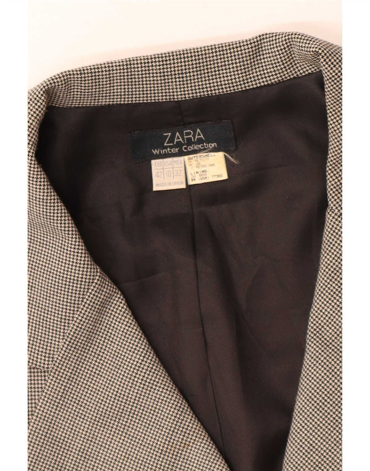 Женский пиджак на 4 пуговицах Zara EU 42, большой серый полиэстер с узором «гусиные лапки»