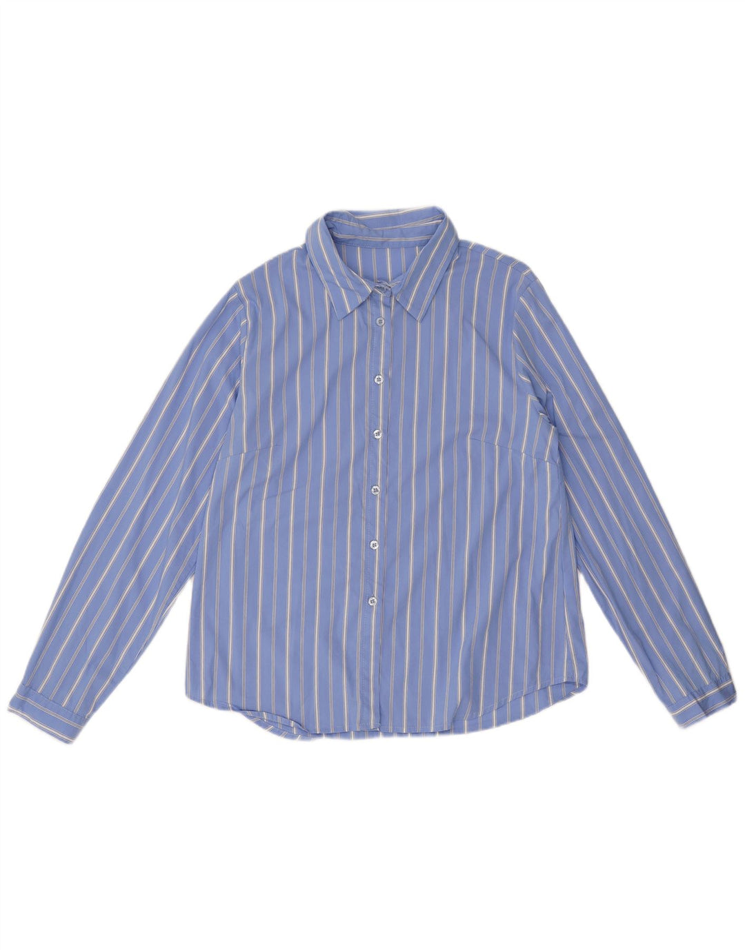 Винтажная женская рубашка UK 18 XL из хлопка в синюю полоску