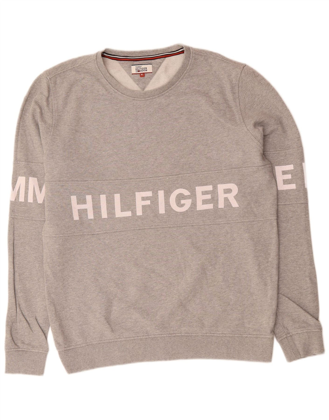 TOMMY HILFIGER Мужской свитшот с рисунком, джемпер XL, серый хлопок