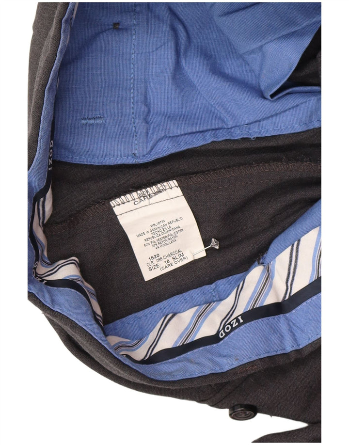 Izod Костюмные брюки узкого кроя для мальчиков 15-16 лет W26 L29 Серый полиэстер