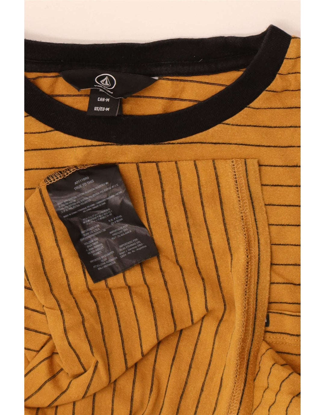 Мужская футболка Volcom из хлопка средней желтой полоски