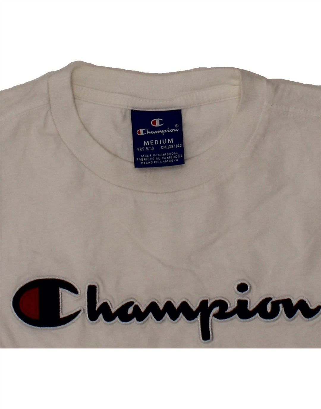 CHAMPION Boys Graphic T-Shirt Top 9-10 Years Medium White Vintage Champion and Second-Hand Champion from Messina Hembry 