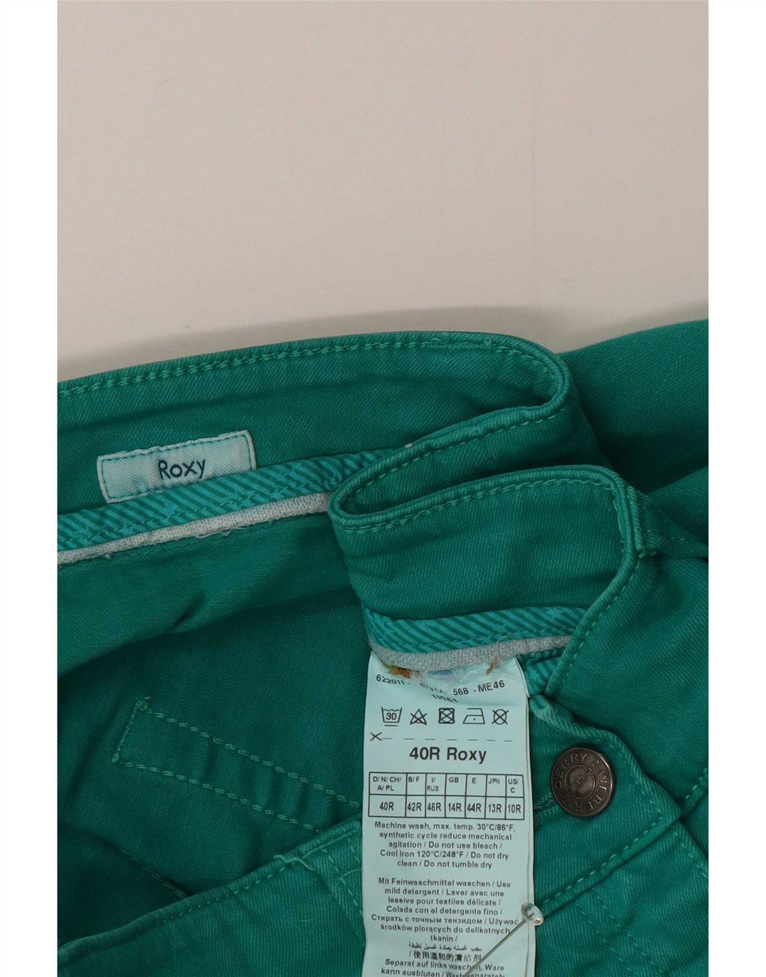 Женские узкие джинсы Roxy UK 14, большие размеры W30 L30, зеленый хлопок