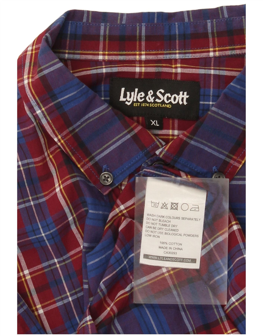 Мужская рубашка Lyle & Scott XL, синяя клетка, хлопок
