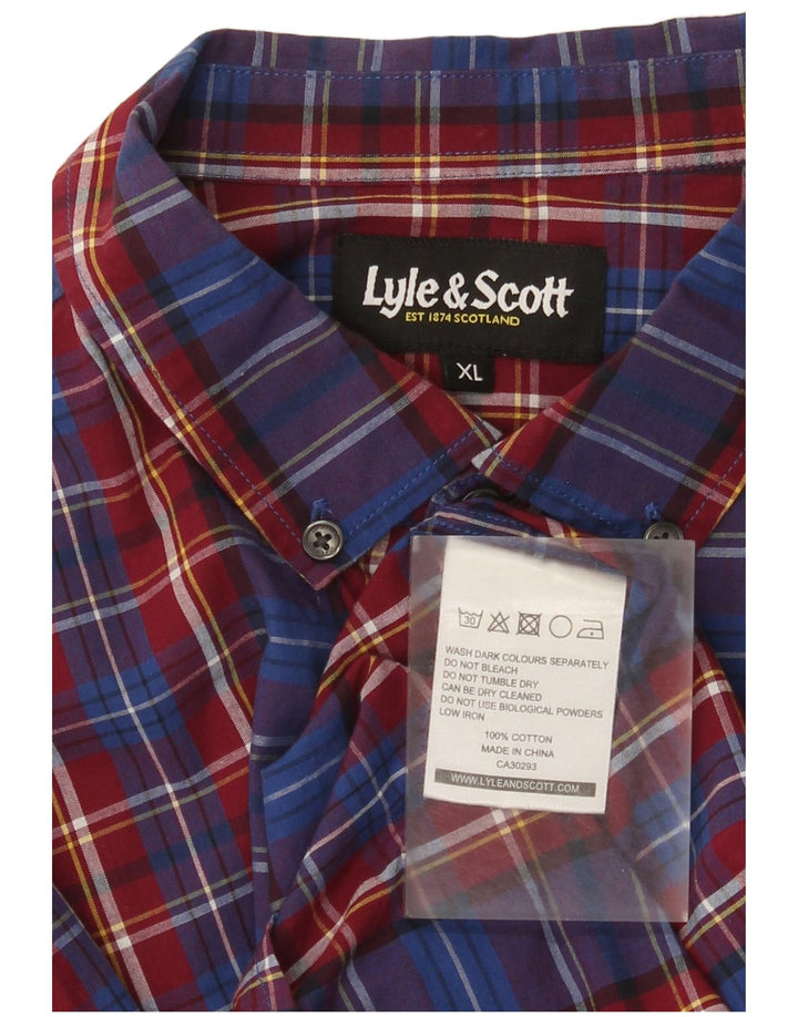Мужская рубашка Lyle & Scott XL, синяя клетка, хлопок