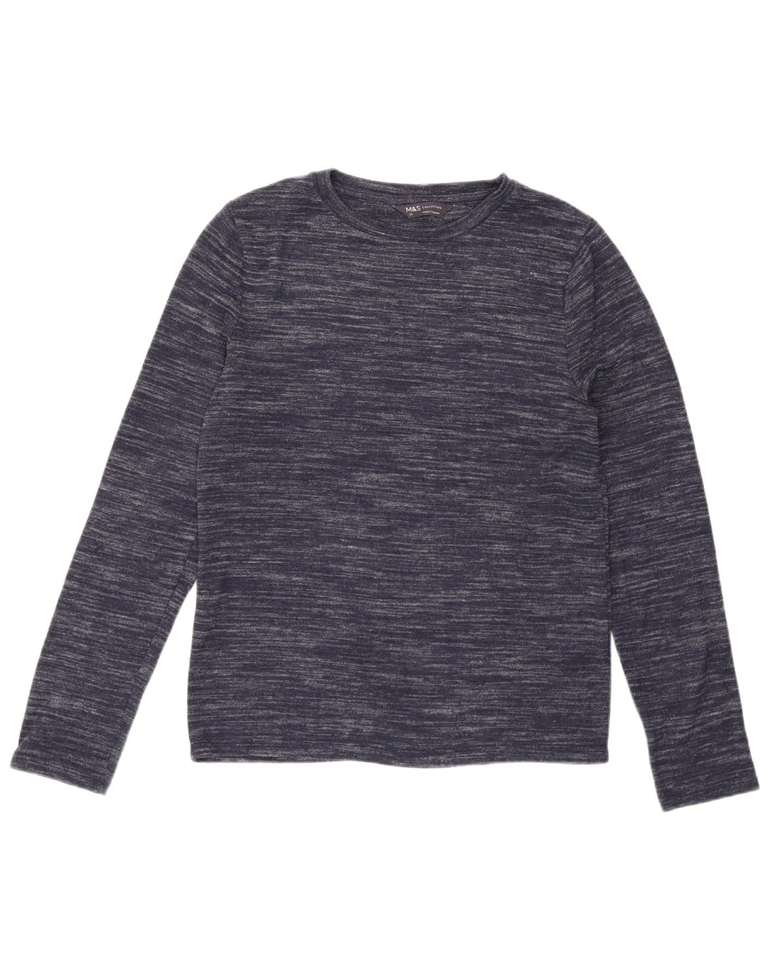 Marks & Spencer Womens Top Long Sleeve UK 10 Small Navy Blue Flecked