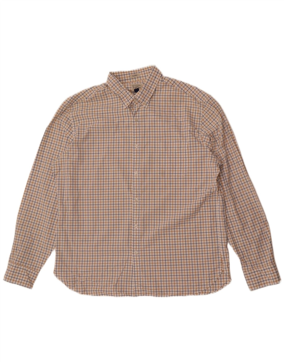Мужская рубашка классического кроя J. Crew XL, хлопковая белая клетка в клетку
