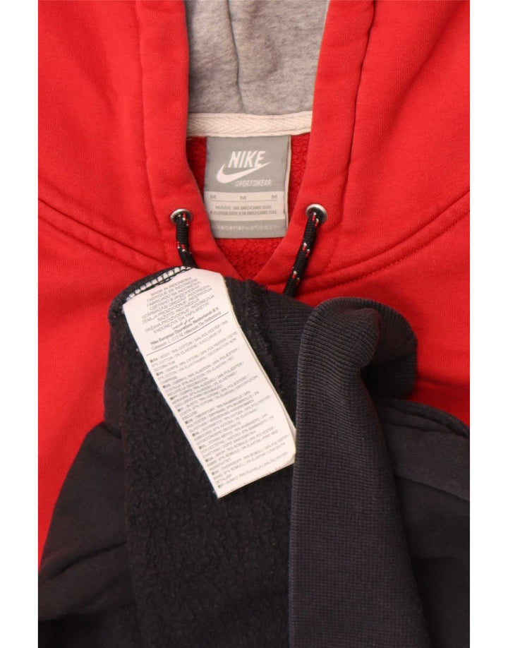 Мужской джемпер с капюшоном Nike Regular Fit, средний красный, хлопковый с цветными блоками