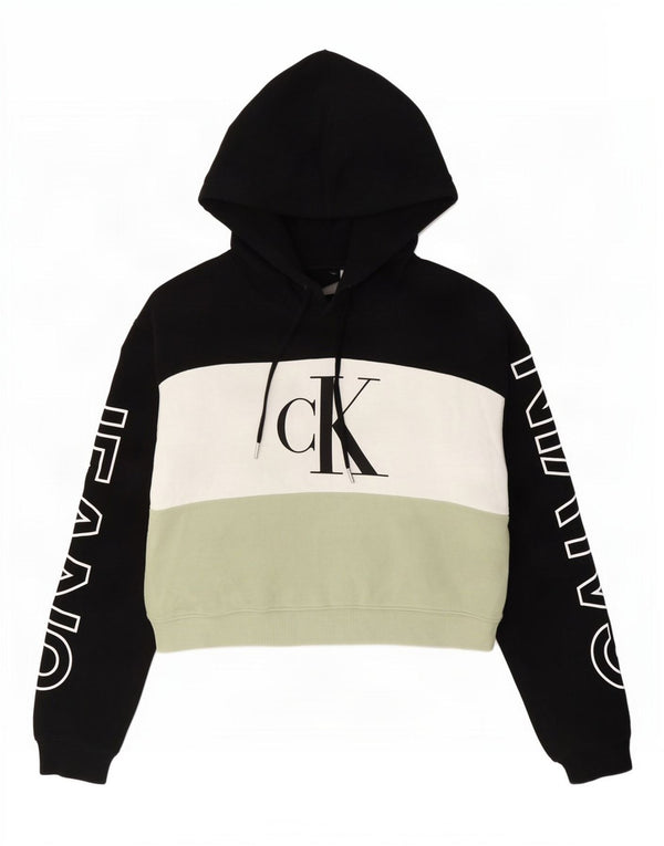 Женский джемпер с капюшоном большого размера Calvin Klein Jeans UK 10, маленький черный