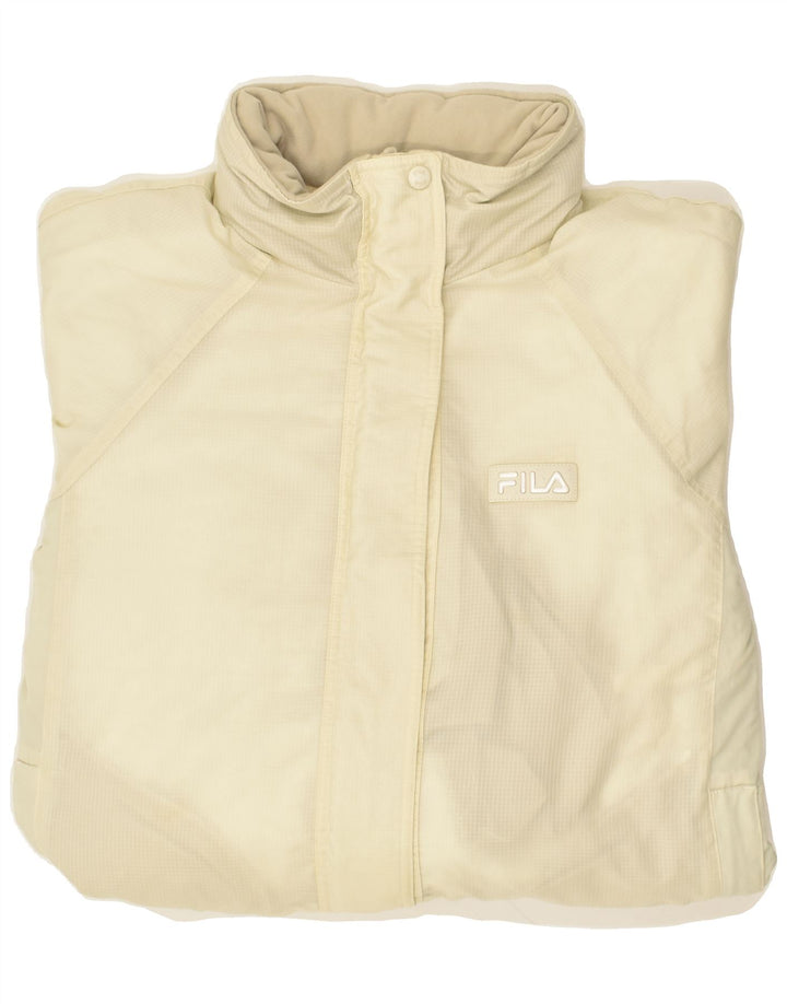 FILA Womens Windbreaker Jacket UK 16 Large Off White Nylon | Vintage Fila | Thrift | Second-Hand Fila | Used Clothing | Messina Hembry 