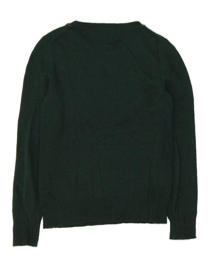 MASSIMO DUTTI Womens Boat Neck Jumper Sweater UK 10 Small Green Vintage Massimo Dutti and Second-Hand Massimo Dutti from Messina Hembry 