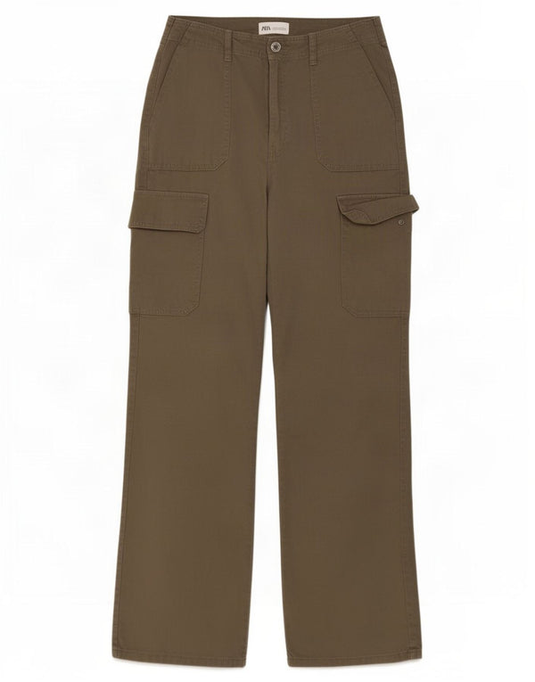 Женские прямые брюки карго Zara EU 40 Medium W30 L30 Хаки, хлопок