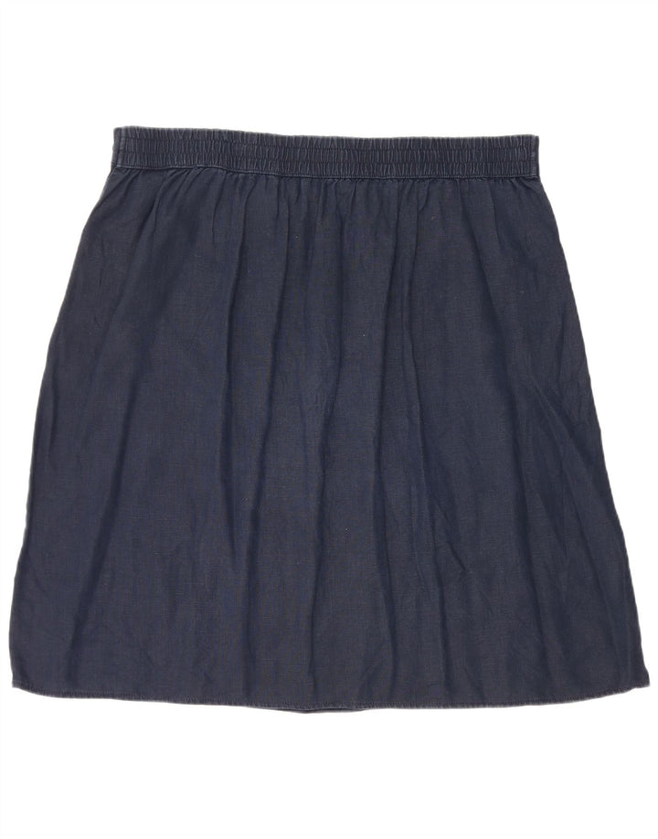 Женская юбка-трапеция Marks & Spencer W40 2XL, темно-синяя, льняная