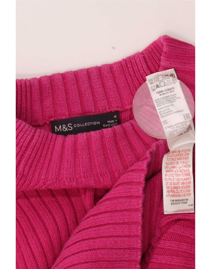 Женский джемпер с высоким воротником Marks & Spencer, хлопок, Великобритания 14, средний розовый цвет