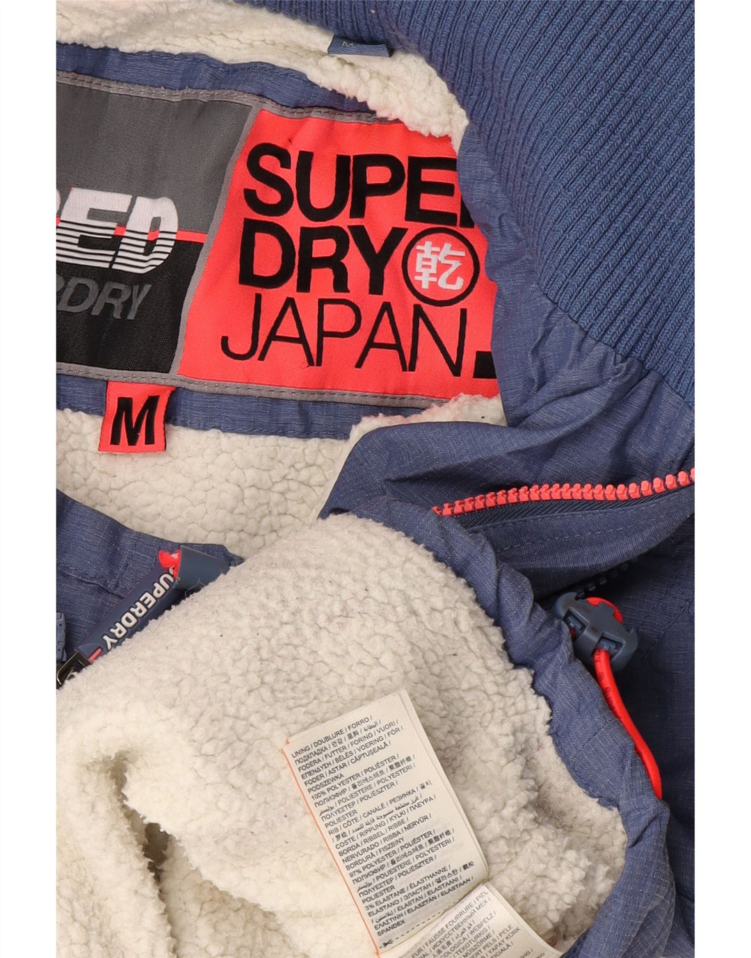 Женская ветровка из шерпа с капюшоном Superdry UK 14, средний синий