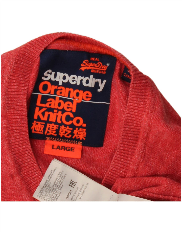 Мужской джемпер с круглым вырезом Superdry, большой красный хлопковый свитер