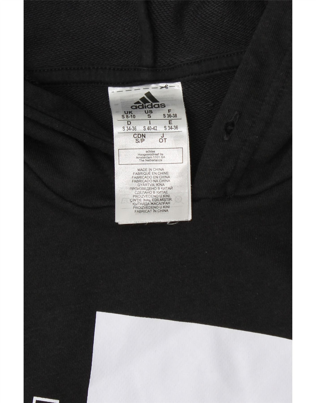 Женский джемпер с капюшоном ADIDAS, размер 8/10, маленький, черный, хлопок, Великобритания