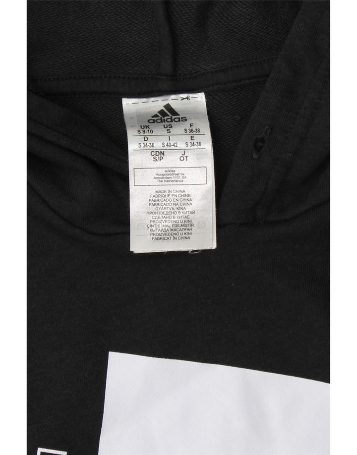 Женский джемпер с капюшоном ADIDAS, размер 8/10, маленький, черный, хлопок, Великобритания