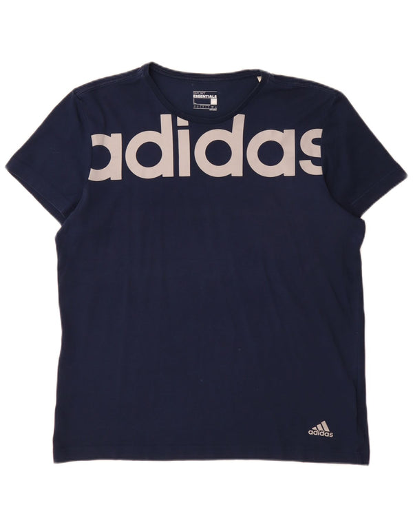 Мужская футболка Adidas Climalite с рисунком, большая, темно-синяя