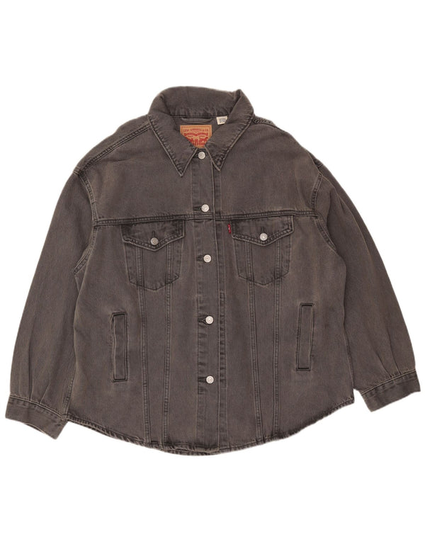 Женская джинсовая куртка оверсайз Levi's UK 16, большой серый хлопок