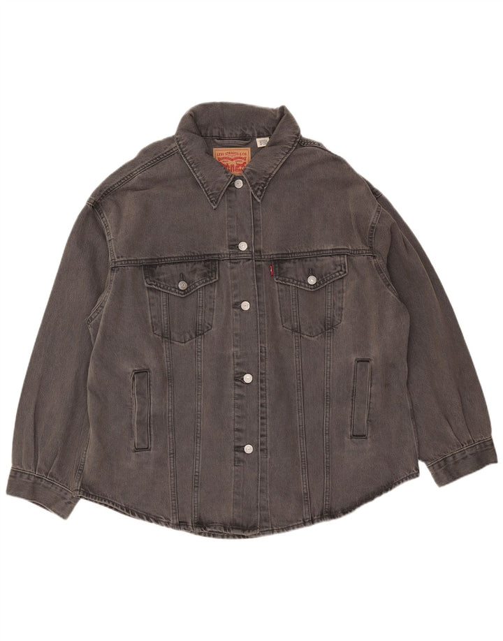 Женская джинсовая куртка оверсайз Levi's UK 16, большой серый хлопок