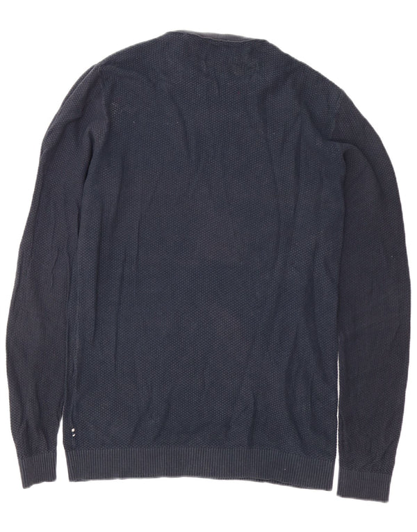 Мужской джемпер с круглым вырезом Jack & Jones, средний темно-синий хлопковый свитер
