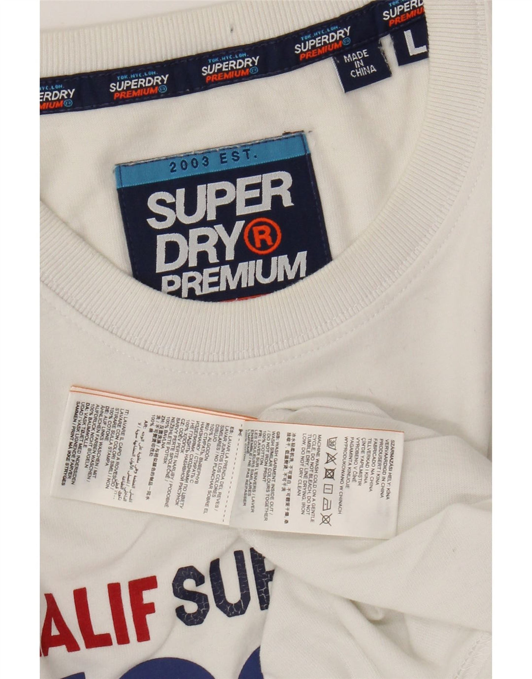 SUPERDRY Мужская футболка с рисунком, большой белый хлопок
