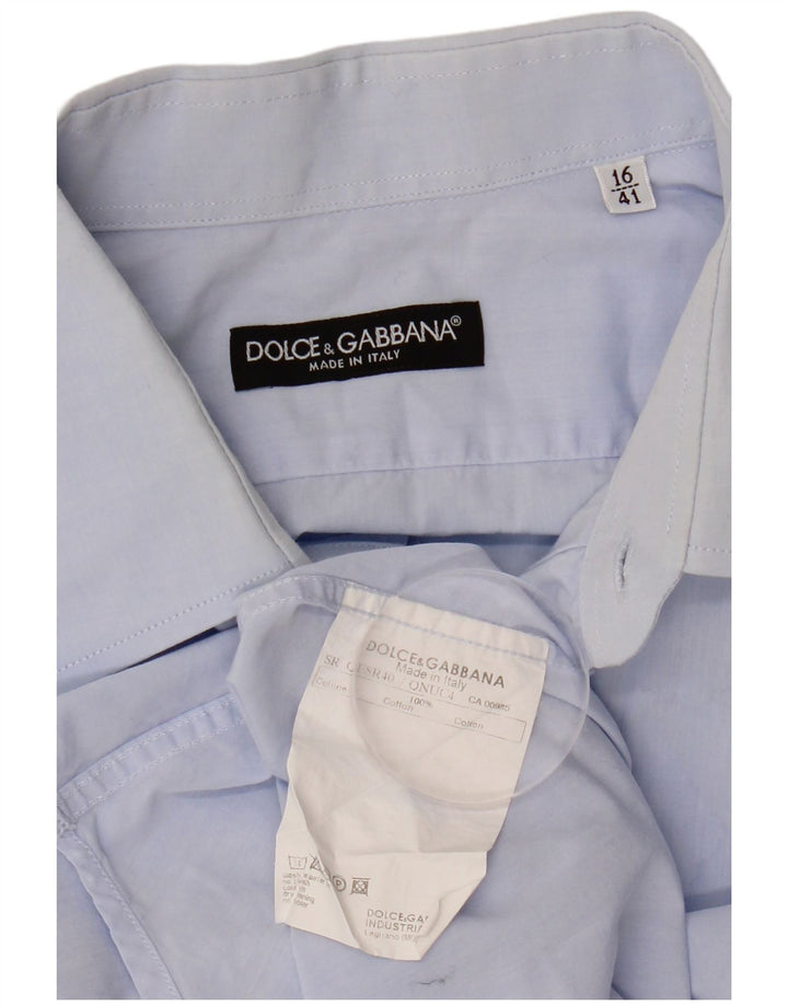 Мужская рубашка DOLCE & GABBANA, размер 16 41, большая, синяя, хлопок