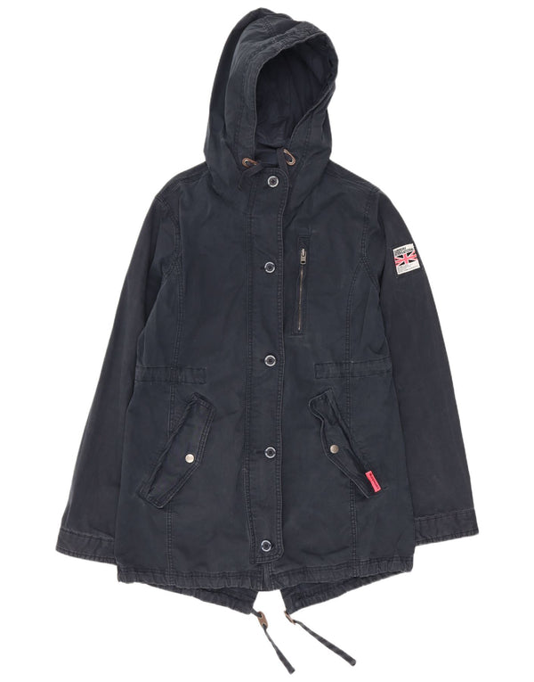 Женская парка Superdry с капюшоном UK 16, большой темно-синий хлопок