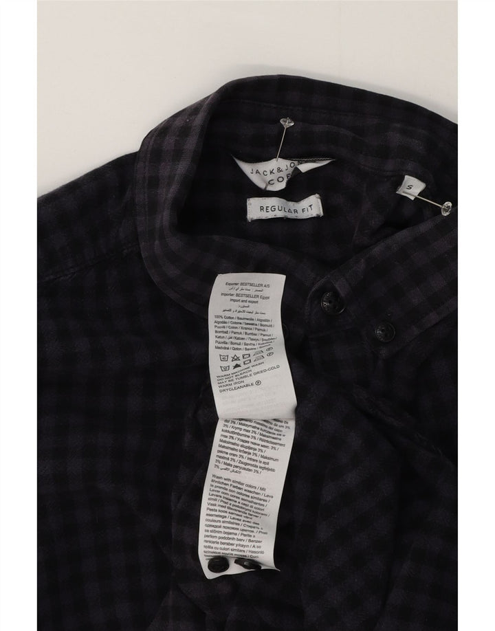 Мужская рубашка стандартного кроя с коротким рукавом Jack & Jones, маленькая, темно-синяя, в мелкую клетку