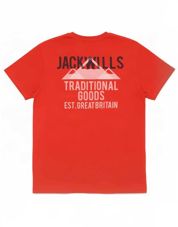 Мужская футболка с рисунком Jack Wills, хлопковый топ среднего красного цвета