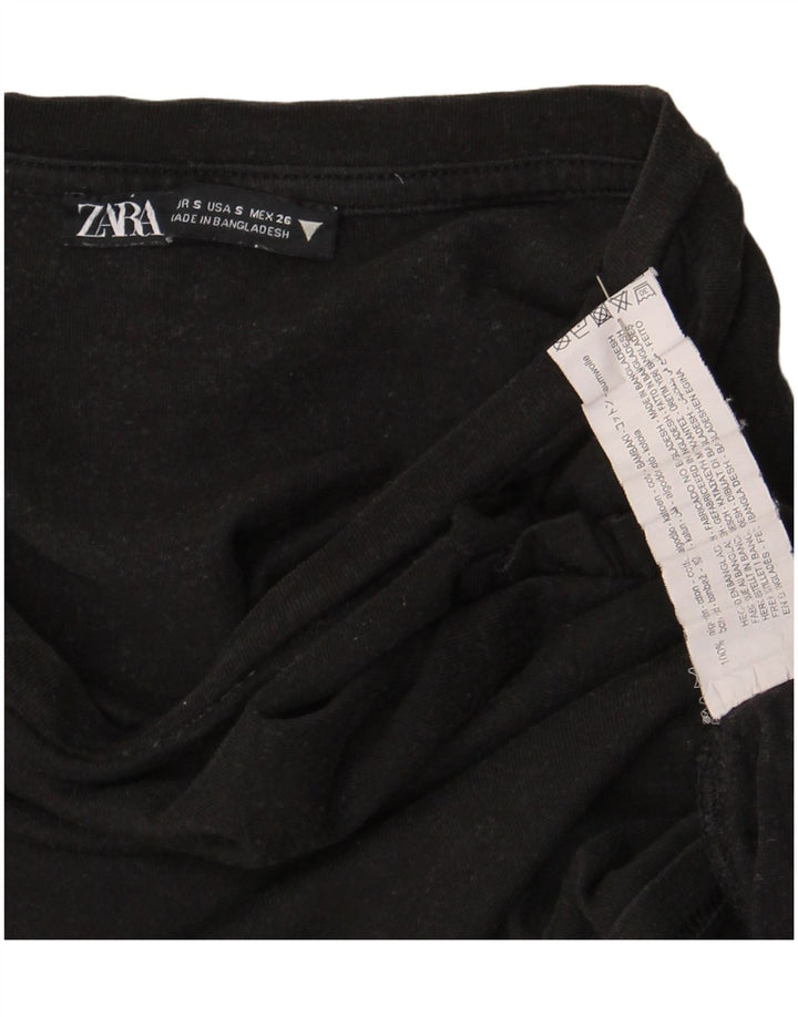Женская укороченная футболка оверсайз Zara UK 10, маленький черный хлопок