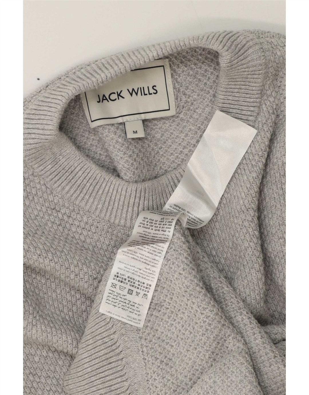 Мужской джемпер с круглым вырезом Jack Wills, хлопковый свитер среднего серого цвета