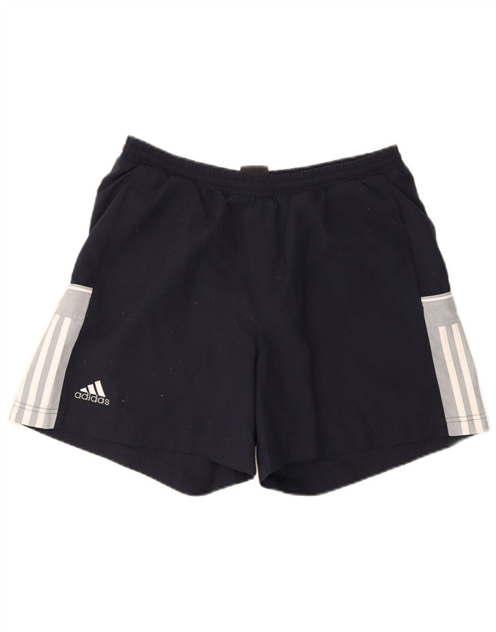 Мужские спортивные шорты Adidas среднего размера, темно-синие, полиэстер с цветными блоками