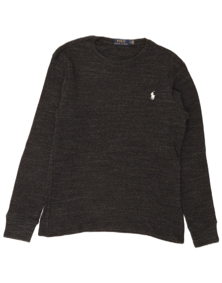 Мужской топ Polo Ralph Lauren из хлопка с длинными рукавами среднего серого цвета в крапинку
