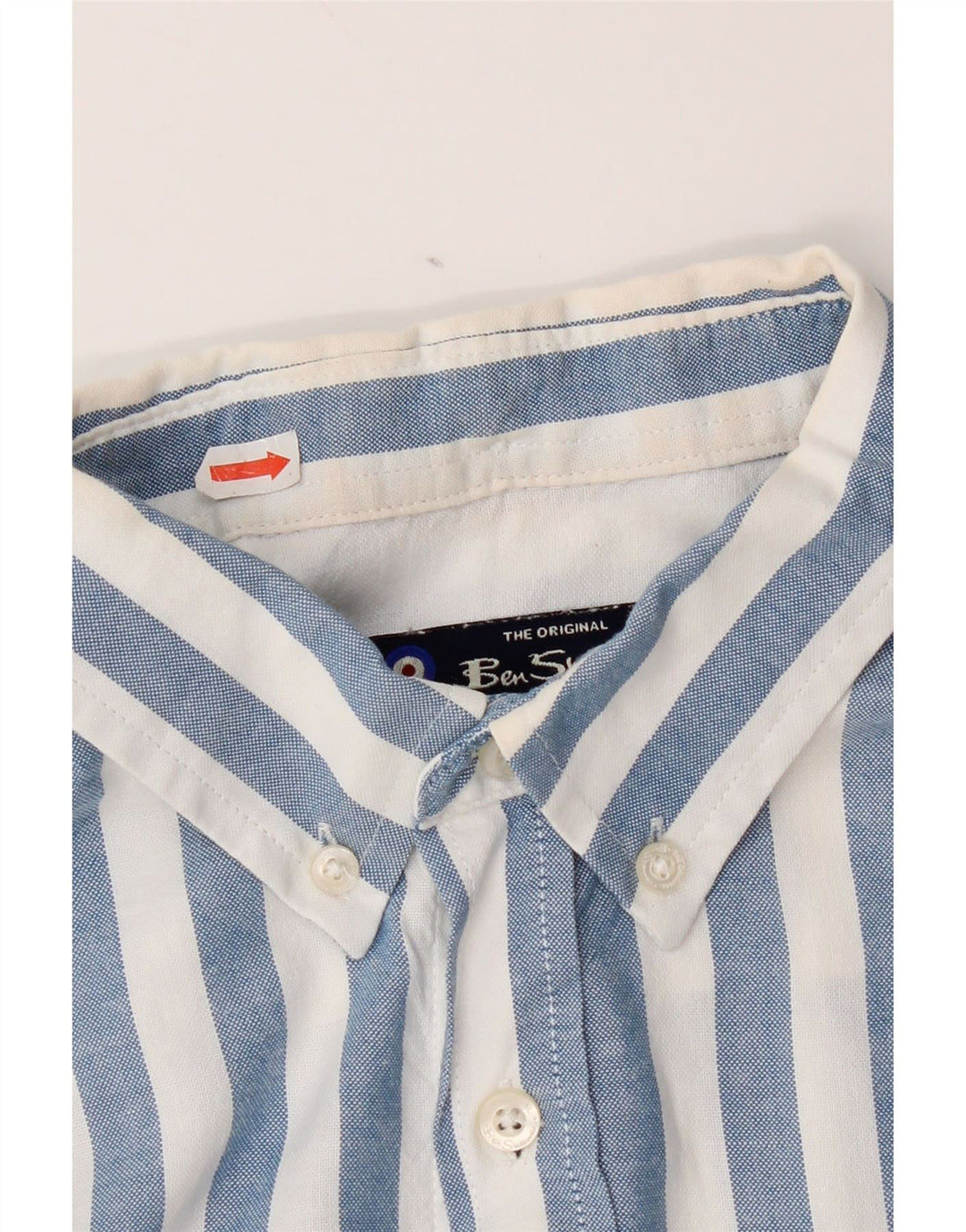 Мужская рубашка с коротким рукавом Ben Sherman, хлопковая синяя полоска среднего размера