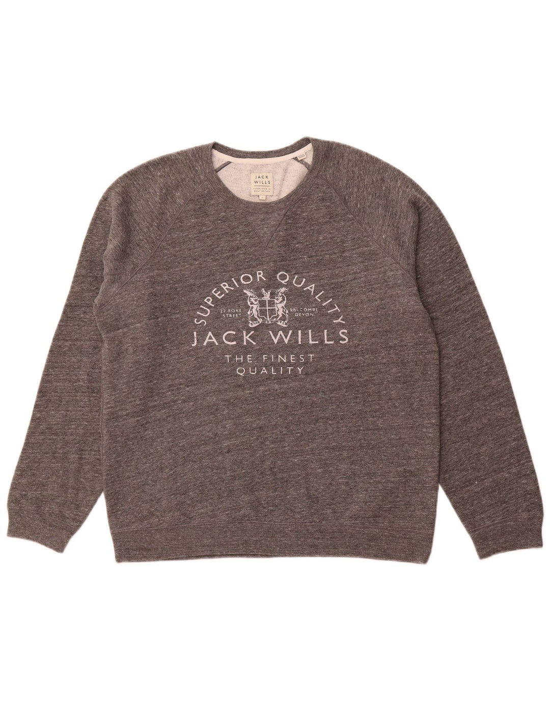 Мужской джемпер с круглым вырезом JACK WILLS, серый хлопковый свитер с крапинками, размер XL