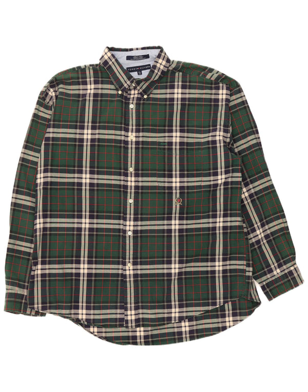 Мужская фланелевая рубашка Tommy Hilfiger 2XL, хлопковая зеленая клетка