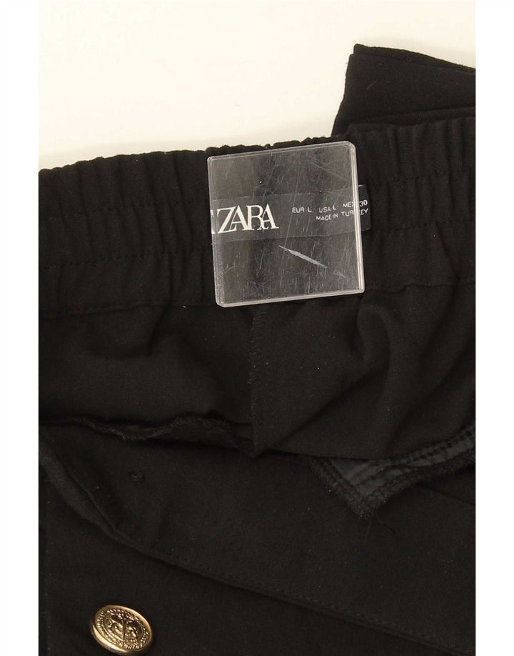 Женские зауженные брюки чинос Zara, большие W33 L27, черные, полиэстер