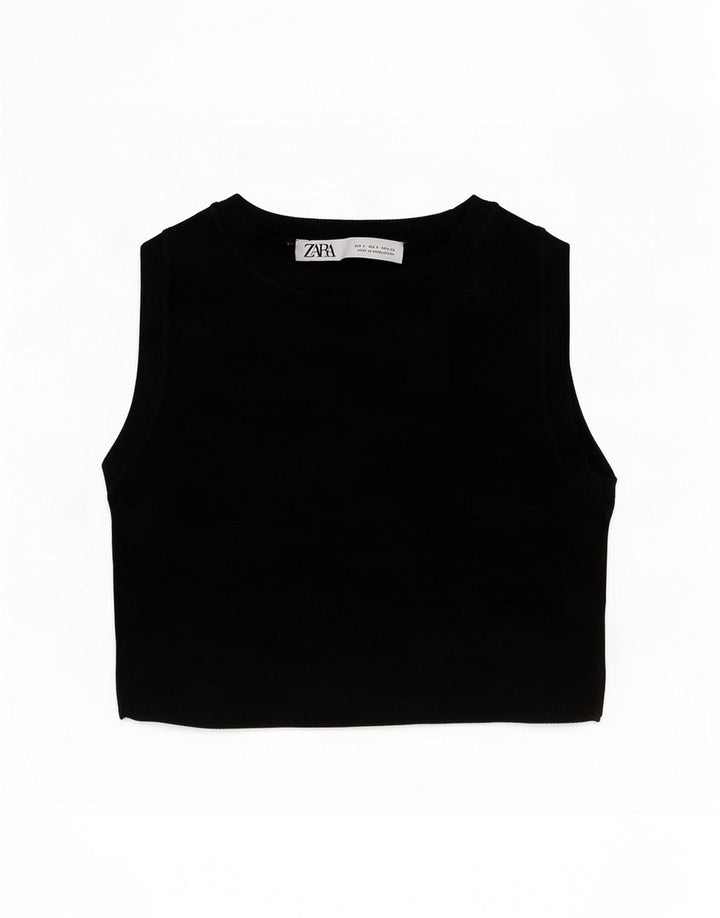 Женский укороченный жилет Zara UK 8, маленький, черный, вискоза