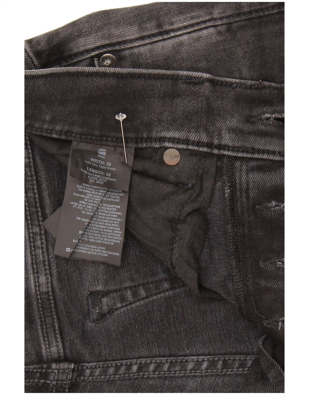 Женские джинсы G-Star 3301 Slim W28 L32, черный хлопок
