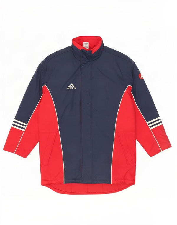 Мужская стеганая куртка с капюшоном Adidas UK 38/40, средний темно-синий, цветной блок